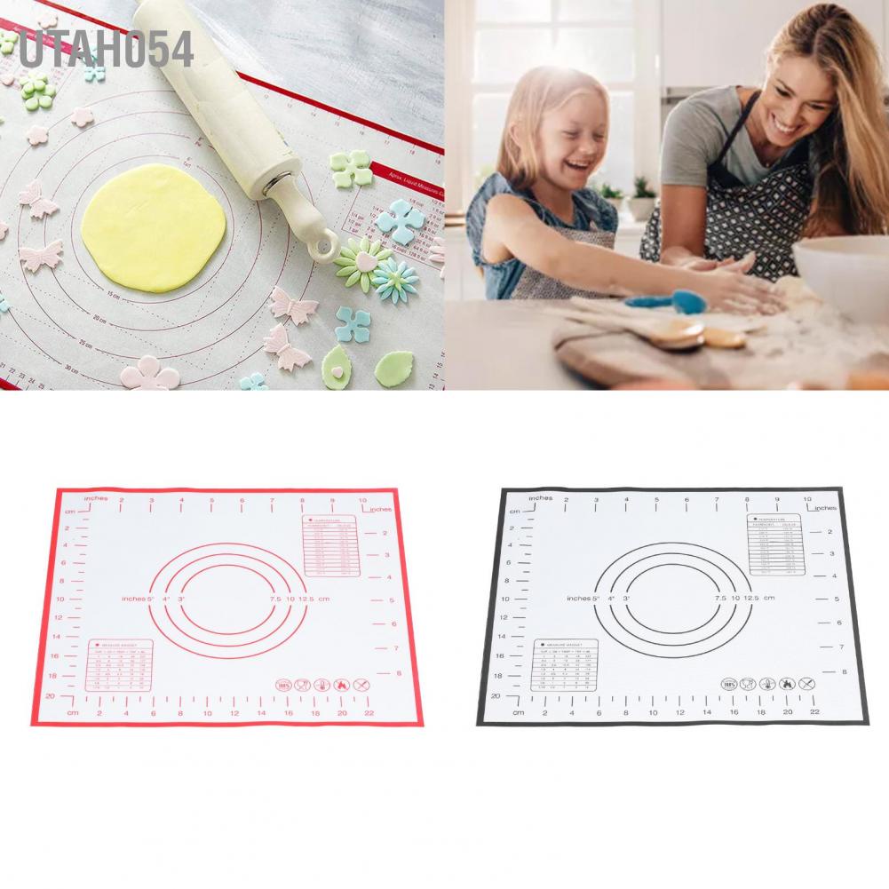 Hàng Sẵn Thảm nhào bột silicon, tấm lót cán bột cho làm bánh mì, bao tấm bột nở chịu nhiệt silicone không trơn trượt cho nhà bếp 29x26cm【Utah054】
