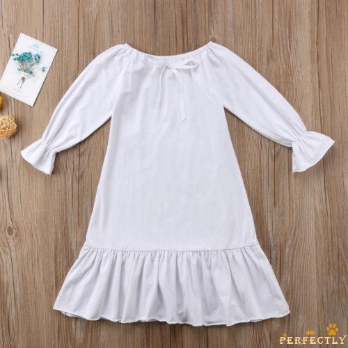 Váy ngủ dài tay phối bèo phong cách công chúa cho bé gái