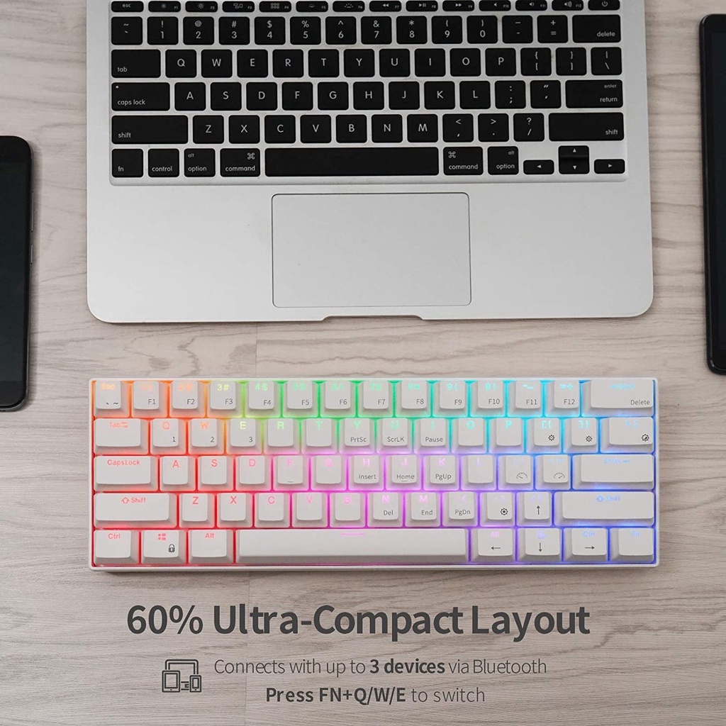 Royal Kludge Bàn phím cơ RK61 Three Mode RGB HotSwap 60% gaming keyboard mechanical  wireless keyboard bluetooth/Wifi / Wired