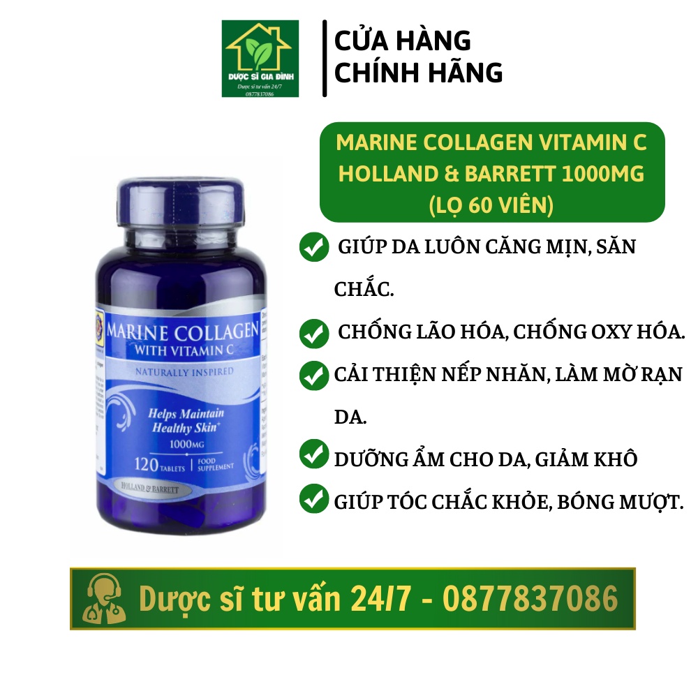 Marine collagen vitamin c holland & barrett 1000mg lọ 60 viên giúp da chắc - ảnh sản phẩm 1