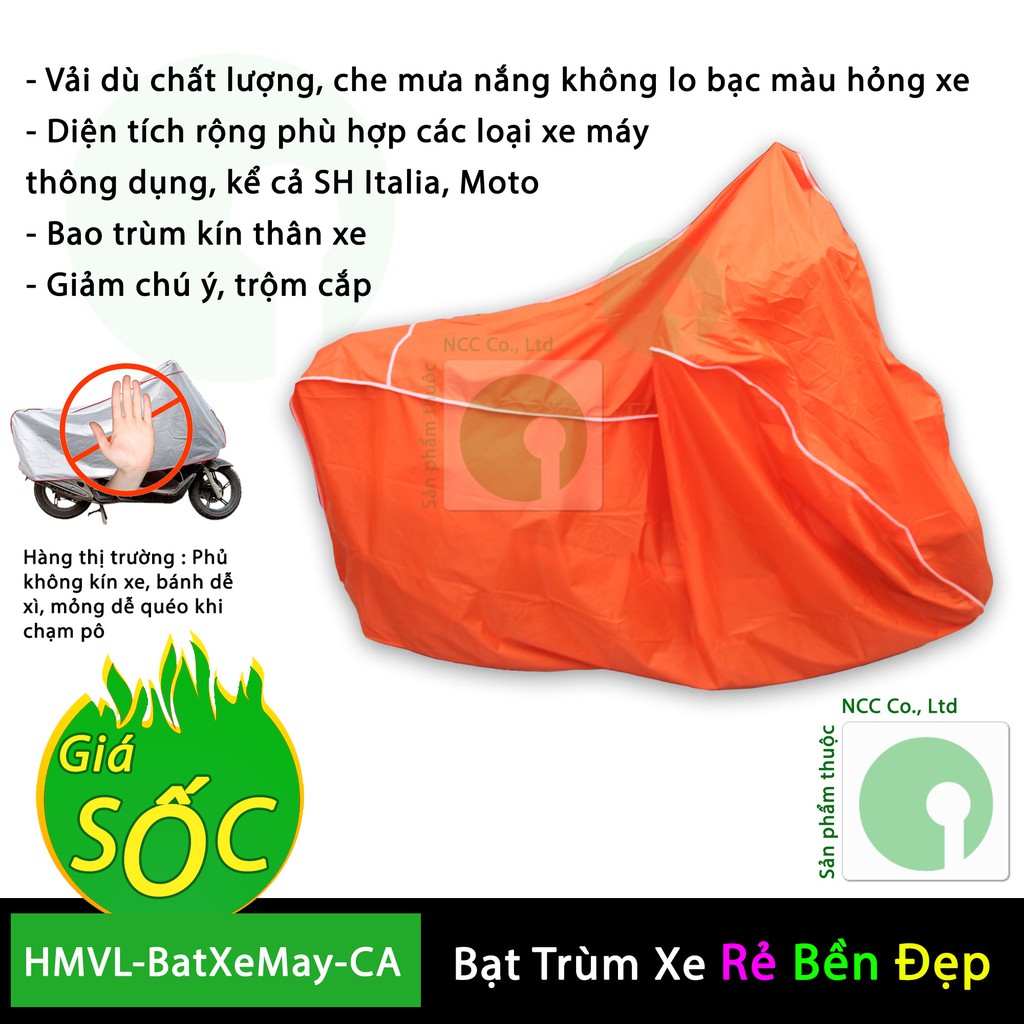 Bạt phủ trùm xe máy che mưa nắng các dòng thông dụng hiện nay - HMVL-BatXeMay-CA (Nhiều màu)