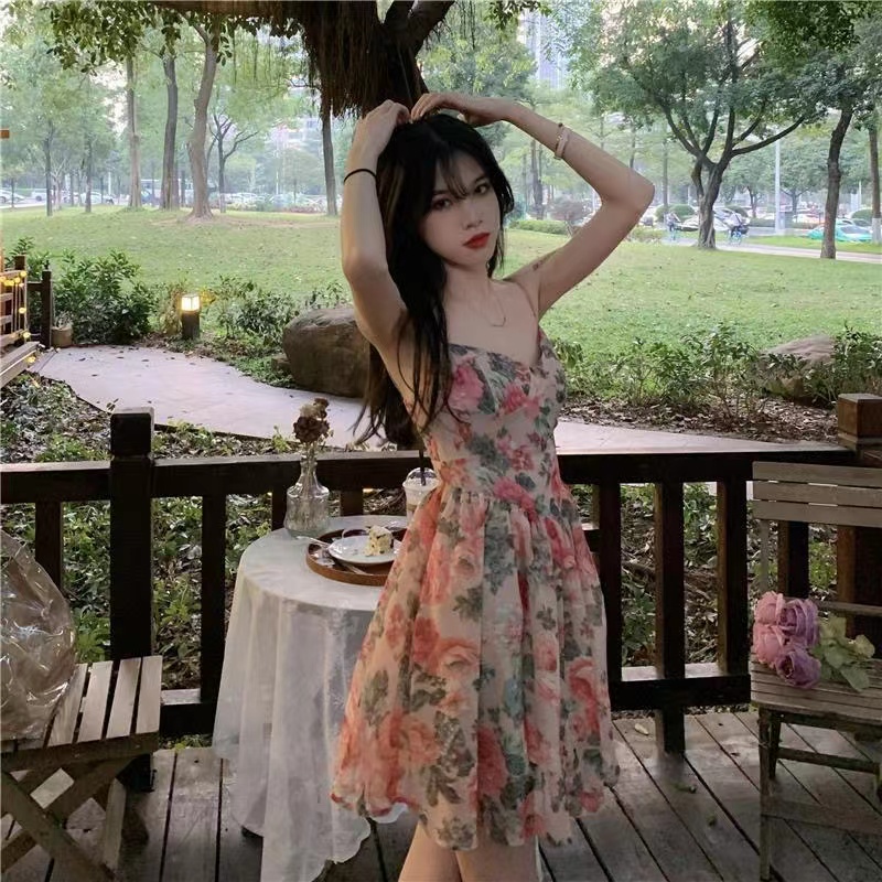 Đầm hoa Perty hai dây thời trang Hàn Quốc cho nữ
