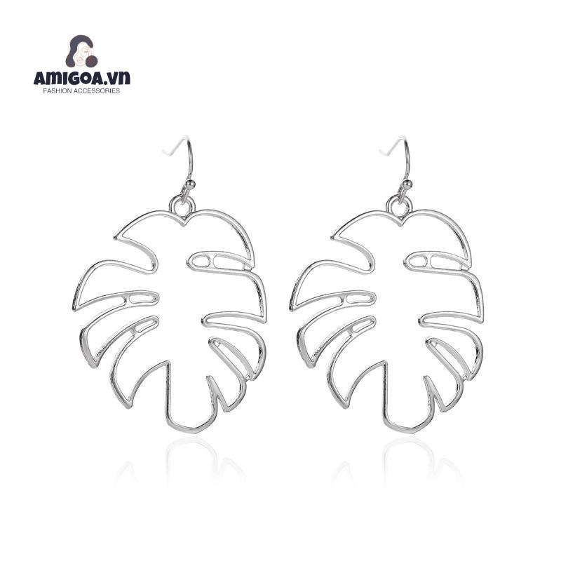 Khuyên Tai Lá Chuối Rỗng Đơn Giản Phong Cách Dân Tộc Cổ Điển