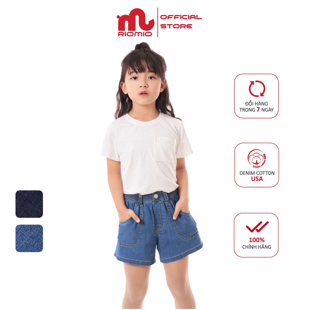 Quần bé gái short jean RIOMIO sooc bò cho trẻ em 100% cotton USA co giãn nhẹ thoáng mát thời trang - RO206