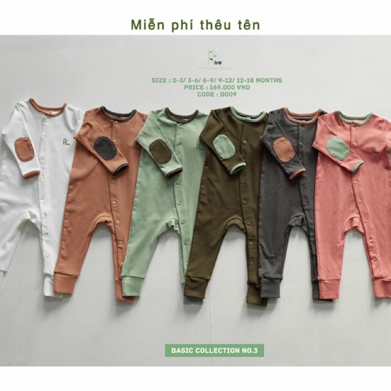 Body dài tay Trebaby màu ghi đậm sz 9-12