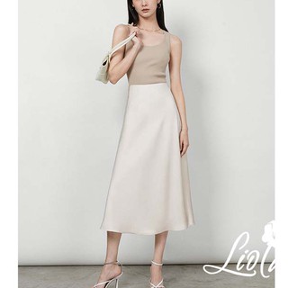 Chân váy lụa MIDI chất liệu lụa satin may thiết kế 2 lớp cao cấp LIOLA