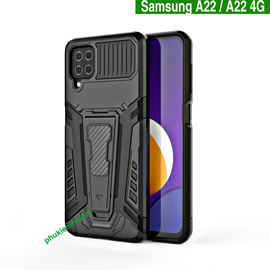 Ốp lưng Samsung A22 / A22 4G Iron Man Pro chống sốc giá đỡ xem phim nhựa Pc viền dẻo