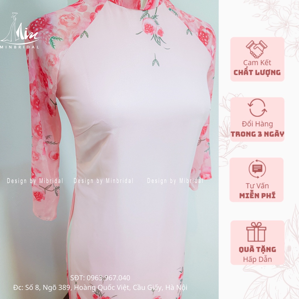 Áo dài cách tân 4 tà vải voan tơ óng màu hông | BigBuy360 - bigbuy360.vn