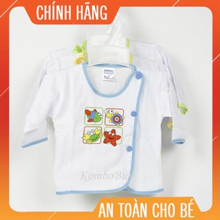 Set 5 áo sơ sinh bác sĩ tay dài bossini/ áo cúc lệch sơ sinh