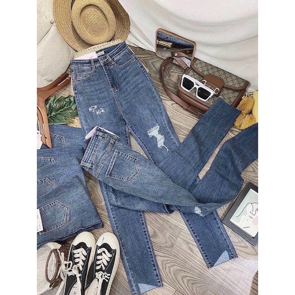 Quần jeans ôm body lưng siêu cao mã 09, quần jean nữ, quần bò nữ lưng cao