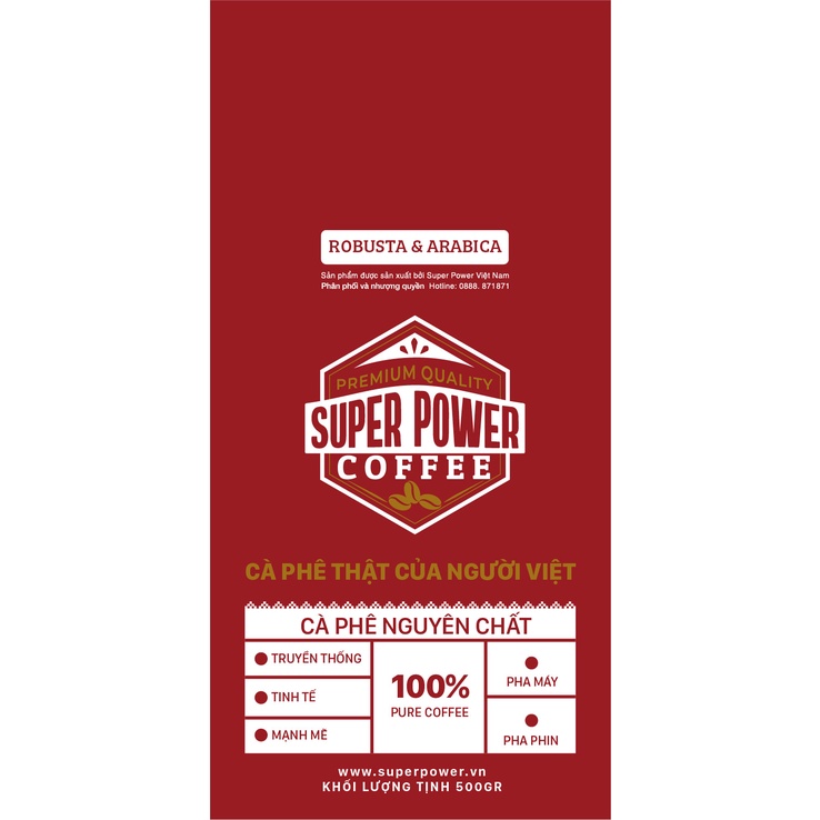 Cà phê rang xay nguyên chất Superpower 500Gram