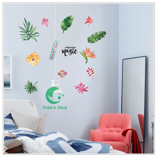 Decal dán tường Hoa lá tươi mát