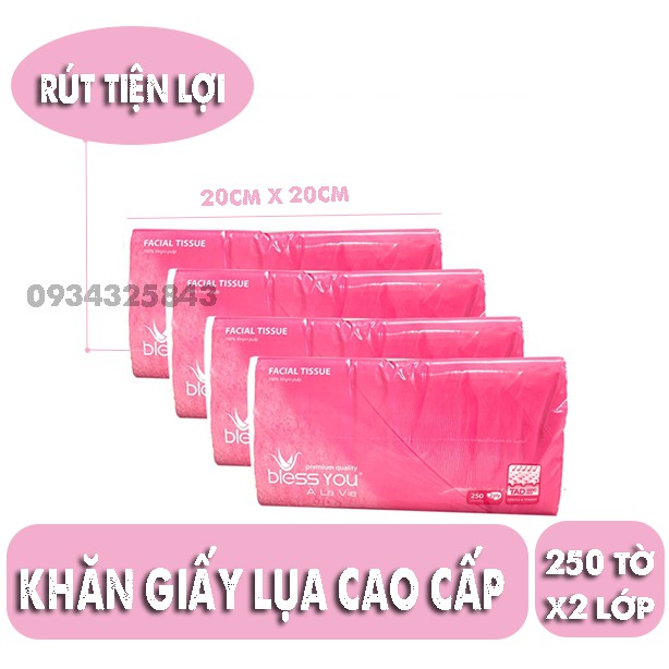 Combo 4 gói giấy rút lụa Cao Cấp Bless You - Gói 250 tờ