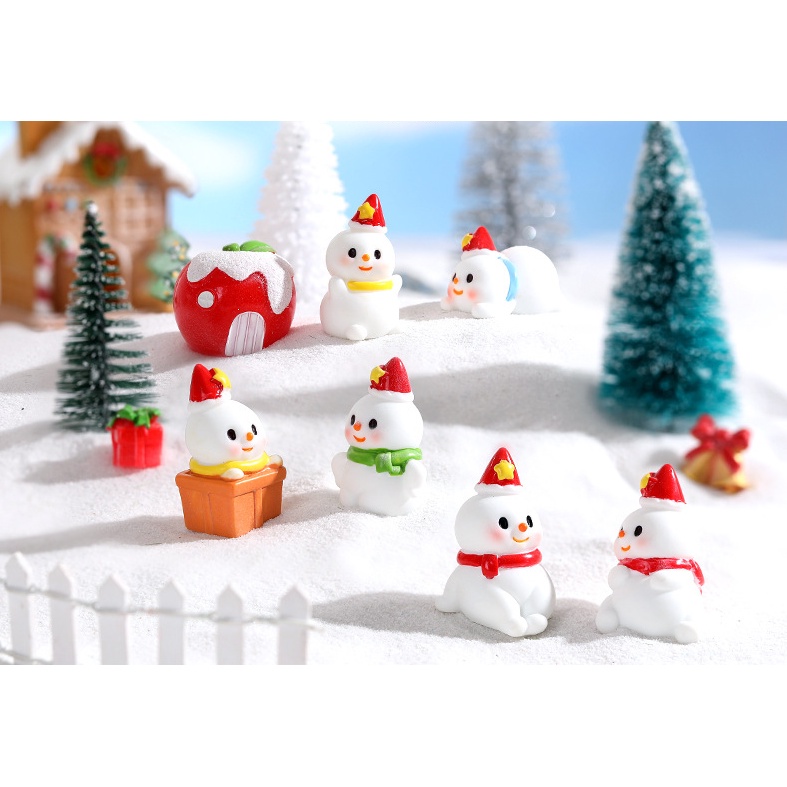 Mô hình người tuyết  mũm mĩm dễ thương mùa Giáng sinh trang trí tiểu cảnh, terrarium, DIY