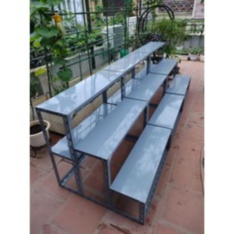 Kệ sắt v lỗ 3 bậc thang trụ sắt V3x3cm và V4x4cm đa năng
