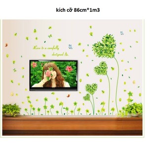 decal dán tường trái tim xanh