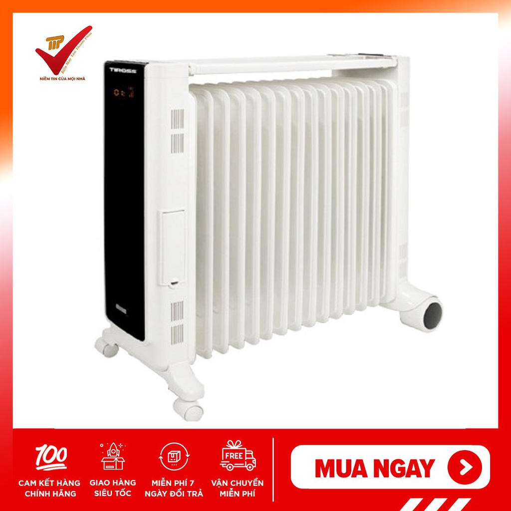 Máy sưởi dầu Tiross TS9215 có điều khiển ( 2800W 15 thanh ) Hàng chính hãng