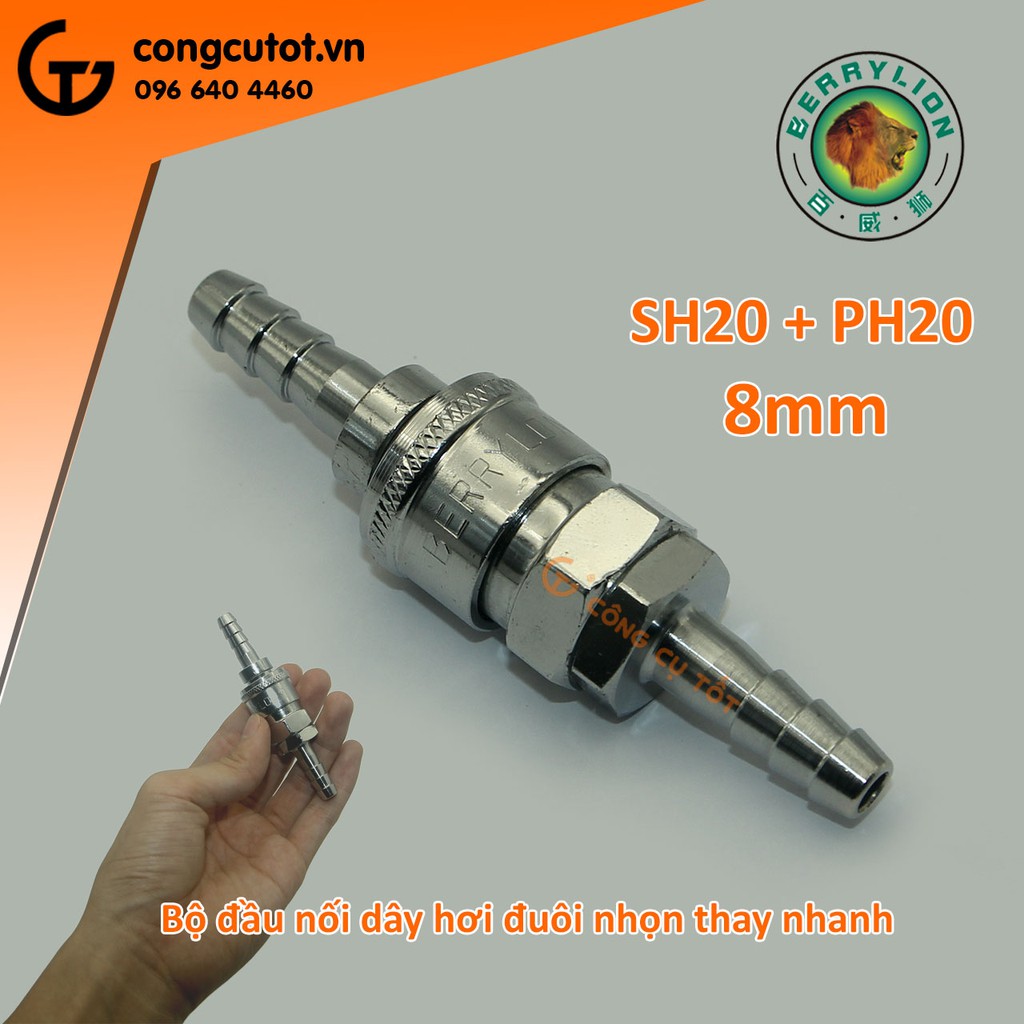 Bộ đầu nối dây hơi đuôi nhọn thay nhanh SH20+PH20 8ly