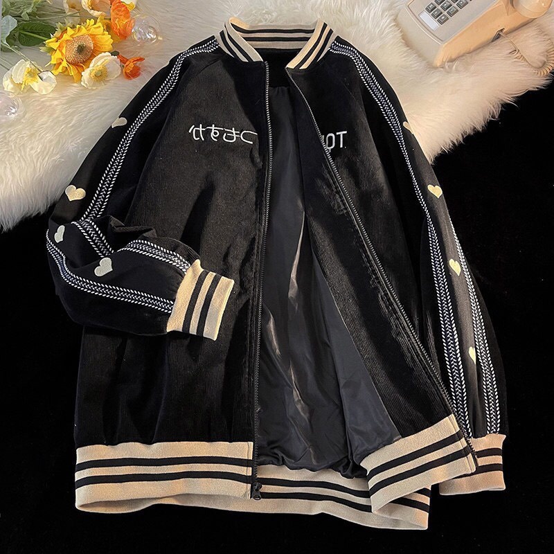 Áo Khoác Bomber Chất Nhung Tăm Cao Cấp Dày Dặn Thêu Chữ Tokyo - Form Rộng Dáng Thụng Nam Nữ Unisex, Freesize Đông 2022