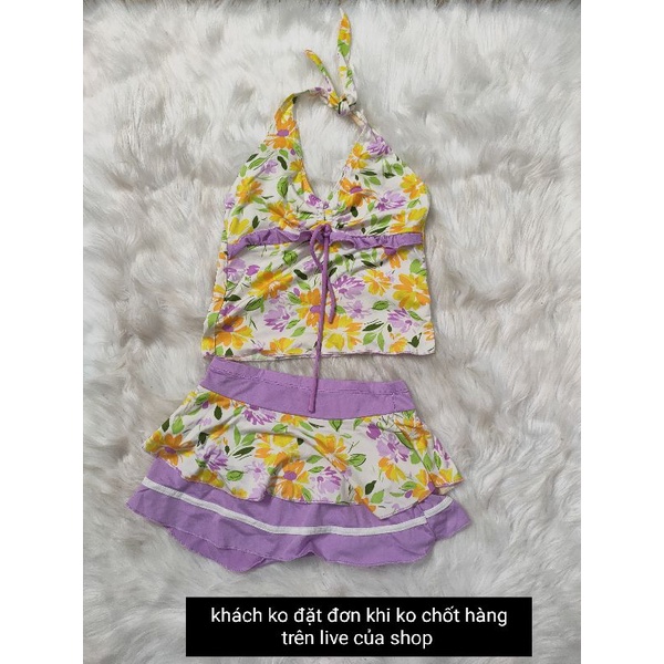 (8/7) bikini nữ 2 mảnh hoa phối tím siêu đẹp 94k