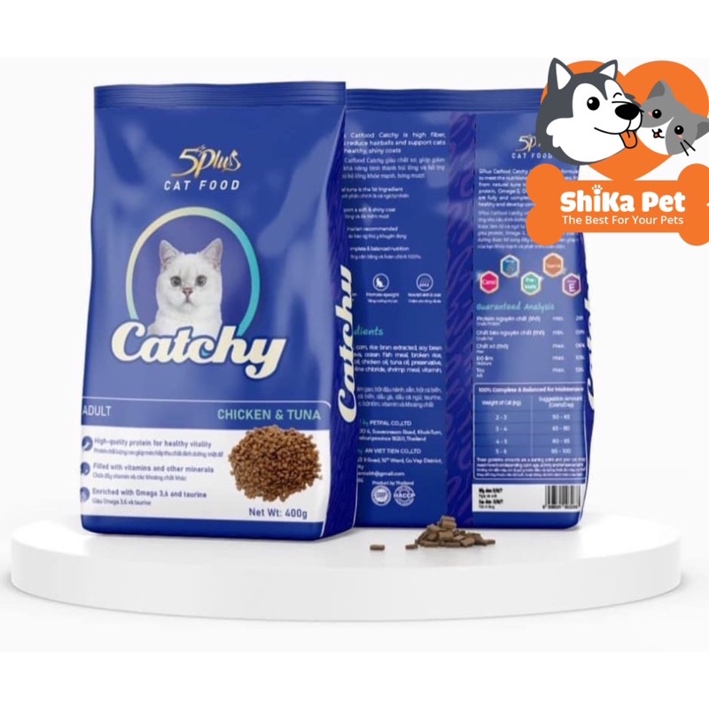 Thức Ăn Hạt Cho Mèo Trưởng Thành Vị Gà&Cá Ngừ 5Plus Catchy 1.2kg