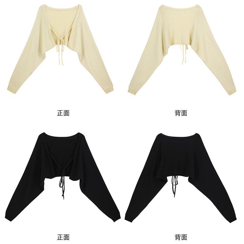 Áo Khoác Cardigan Dệt Kim Mỏng Tay Dài Màu Đen Thời Trang Mùa Hè Cho Nữ