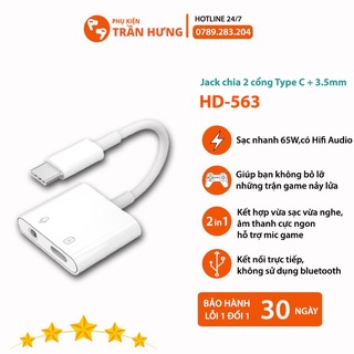 [CỔNG TYPE C CHO IPAD PRO] Jack Chuyển Đổi Chia 2 Cổng Type C + 3.5mm | Sạc nhanh PD 3.0 60W Có Mic Cho Samsung,Huawei..