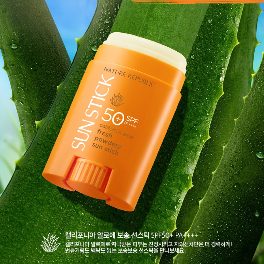 Kem chống nắng dạng sáp lăn NATURE REPUBLIC California Aloe Fresh Powdery Sun Stick SPF50+ PA++++ 22g