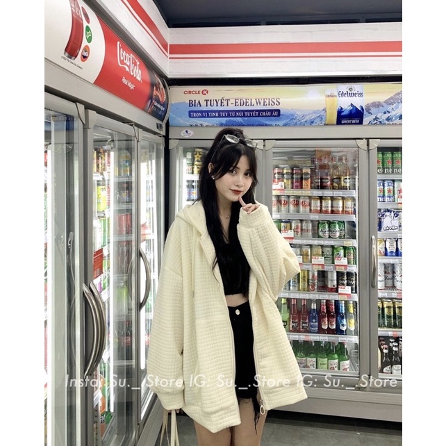 ÁO NỈ XỐP Ô DÁNG OVERSIZE ANXOVS