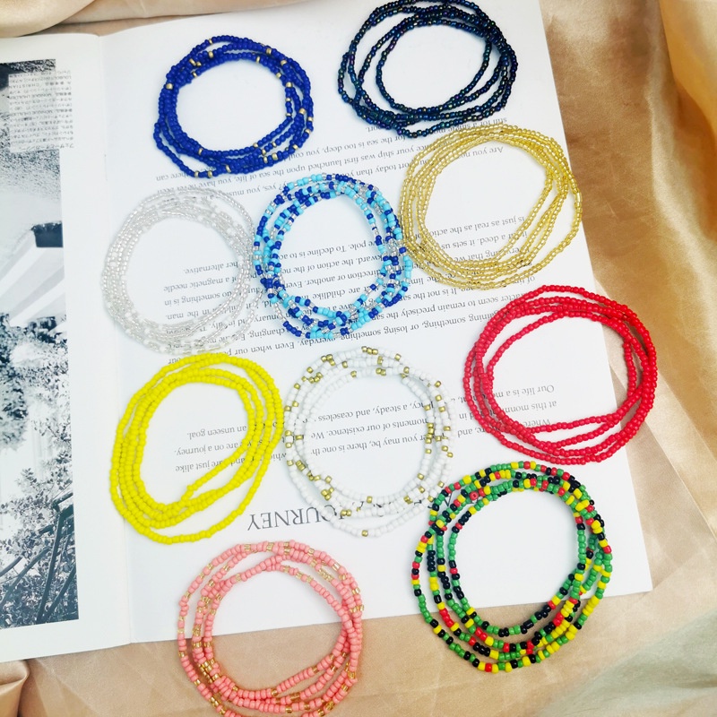 Dây thắt lưng đi biển RINHOO FRIENDSHIP nhiều lớp đính hạt nhiều màu sắc phong cách Âu Mỹ quyến rũ phối bikini cho nữ