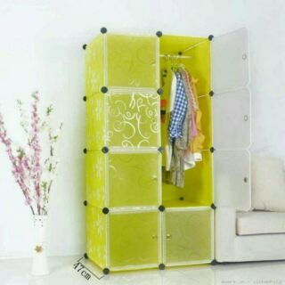 Tủ nhựa ghép 8 ô vàng hoa