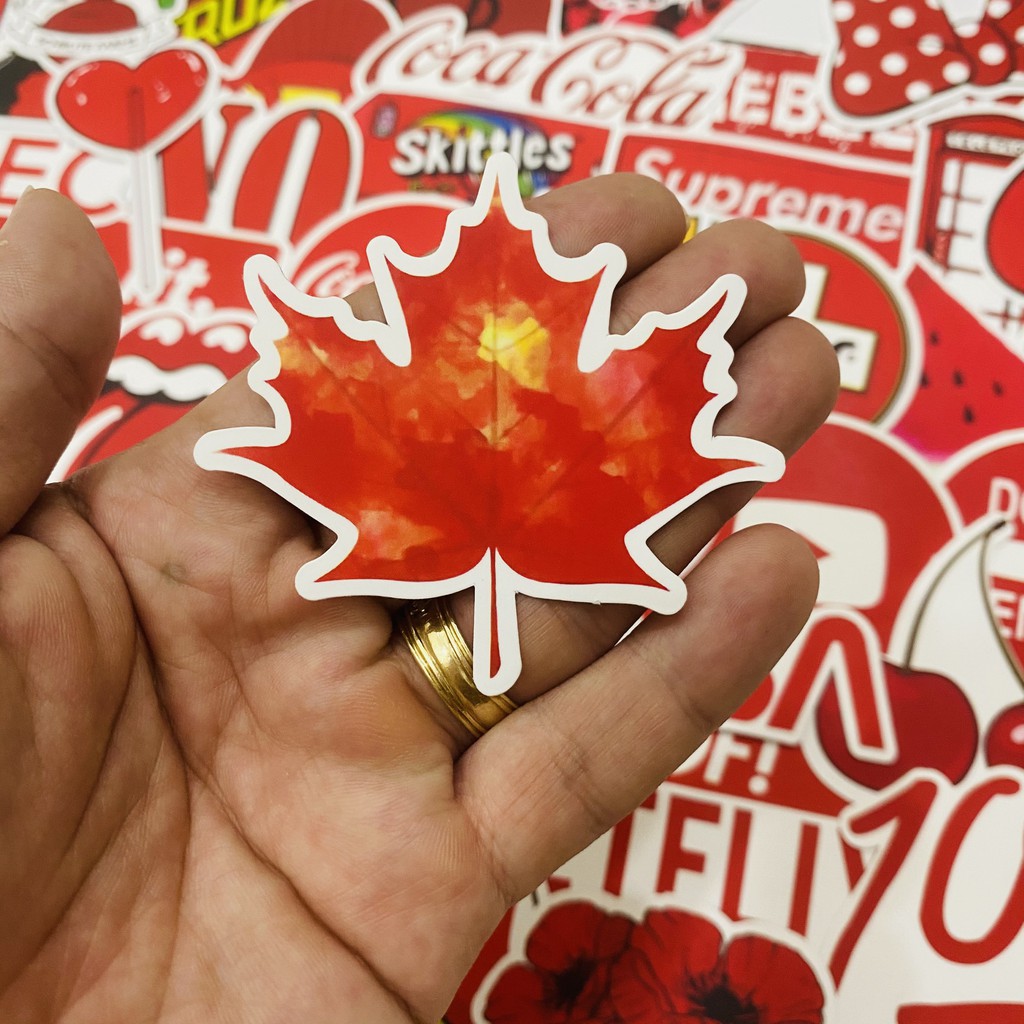 [Set 50 cái] Sticker đỏ VSCO RED chất liệu pvc nhám cao cấp chống thấm dán xe, vali, laptop, mũ bảo hiểm, điện thoại