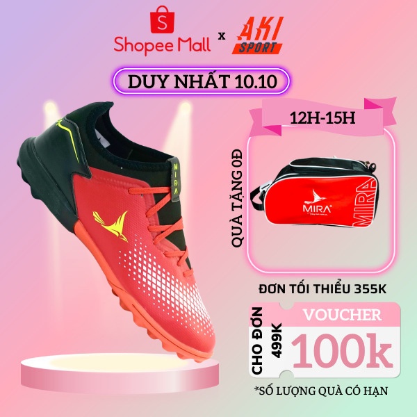 Giày đá bóng cỏ nhân tạo Mira Lux 20.3 Đỏ thể thao nam chính hãng cao cấp - LX004