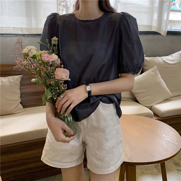 Áo tay ngắn thiết kế buộc dây phong cách Hàn Quốc thời trang cho nữ