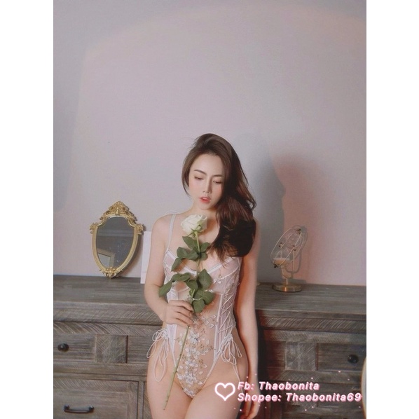 Bodysuit Cao Cấp Hoa Nổi Có Khuy Đáy. GIAO HOẢ TỐC TPHCM. Đồ Ngủ Cosplay Sexy. ThaoBonita T014