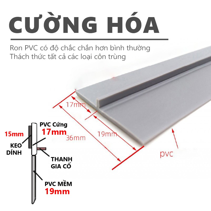 Ron pvc gia cường chặn khe hở  Thanh cao su dán chân cửa NANORON, chống côn trùng, cách âm, phù hợp mọi loại cửa RPVC