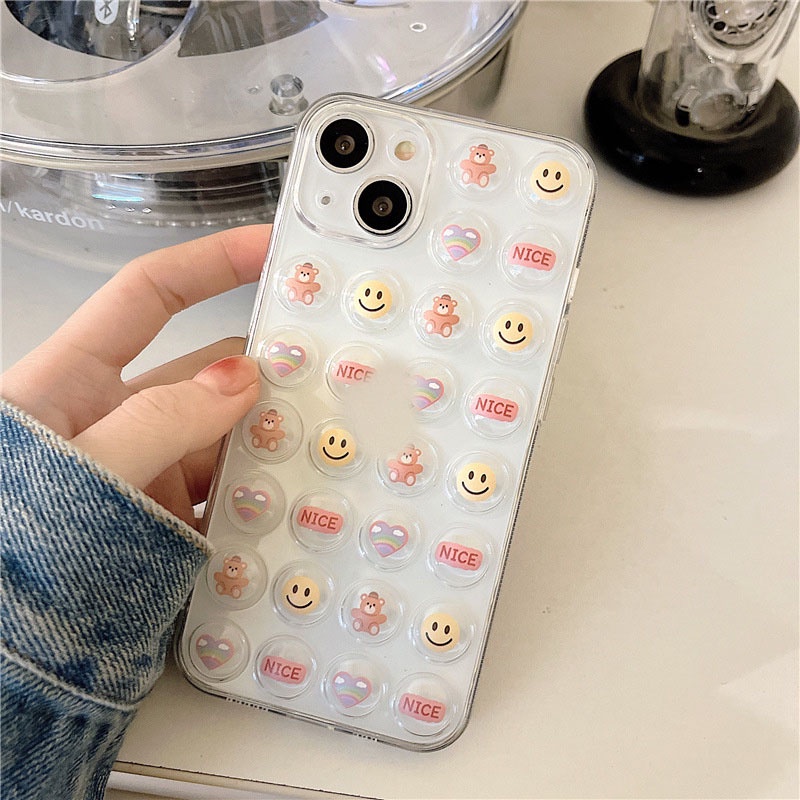 Ốp lưng iphone ốp Điện Thoại Trong Suốt Hình Mặt Cười / Bong Bóng Cho iPhone 14 13 12 11 PROMAX XS XR XSMAX SE2020 6 7 8PLUS