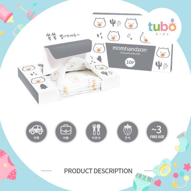 Yếm Giấy Ăn Dặm Chống Thấm Dùng 1 Lần Momhandson Hàn Quốc Cao Cấp Vệ Sinh Cho Bé