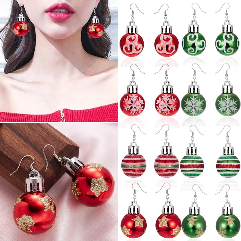 Bông Tai Hình Bóng Đèn / Bông Tuyết / Ngôi Sao Đính Kim Sa Lấp Lánh Phong Cách Giáng Sinh Thời Trang