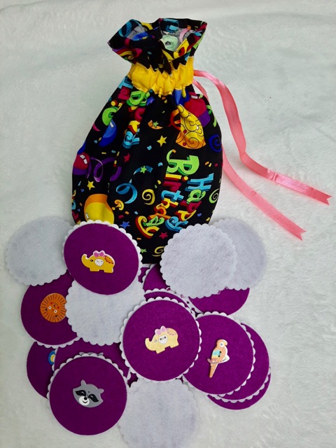 Bộ đồ chơi tìm cặp vải TEDU 20 hình động vật - Màu tím đậm