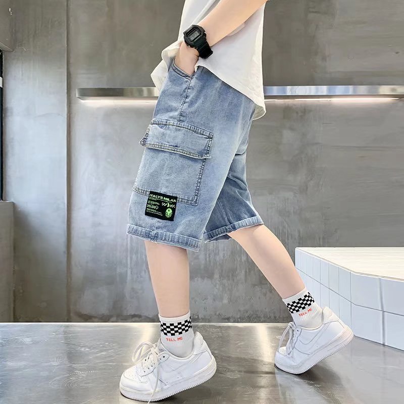 Quần short BXPB denim dáng rộng nhiều túi thời trang mùa hè cho bé trai
