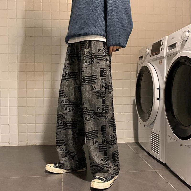 Quần ống rộng Họa Tiết Tờ Báo Thời Trang Hàn Quốc Mới 2023