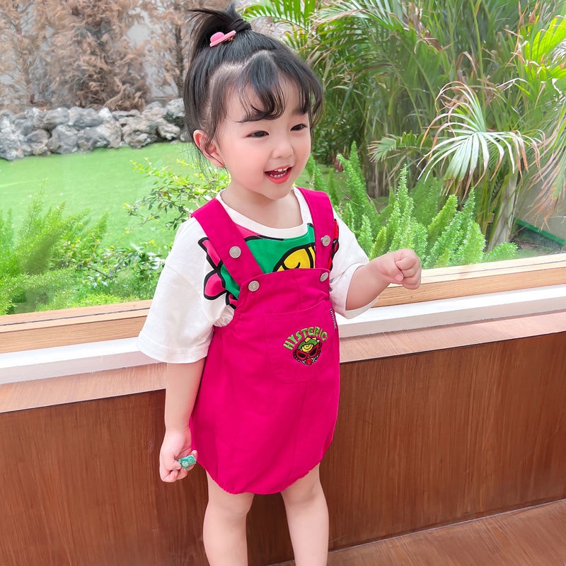 Bộ Áo Liền Quần Bằng Cotton Nguyên Chất In Hình Khủng Long Hoạt Hình Ba Chiều Thời Trang Mùa Hè Hàn Quốc Cho Bé