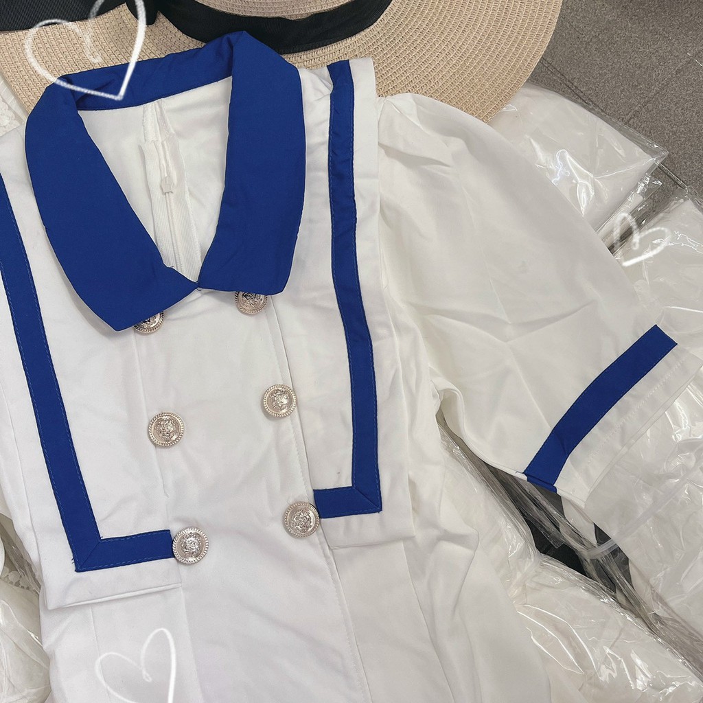 ĐẦM TRẮNG VIỀN CỔ THUỶ THỦ XANH - HÀNG CAO CẤP KÈM HÌNH THẬT - BILA HOUSE | BigBuy360 - bigbuy360.vn