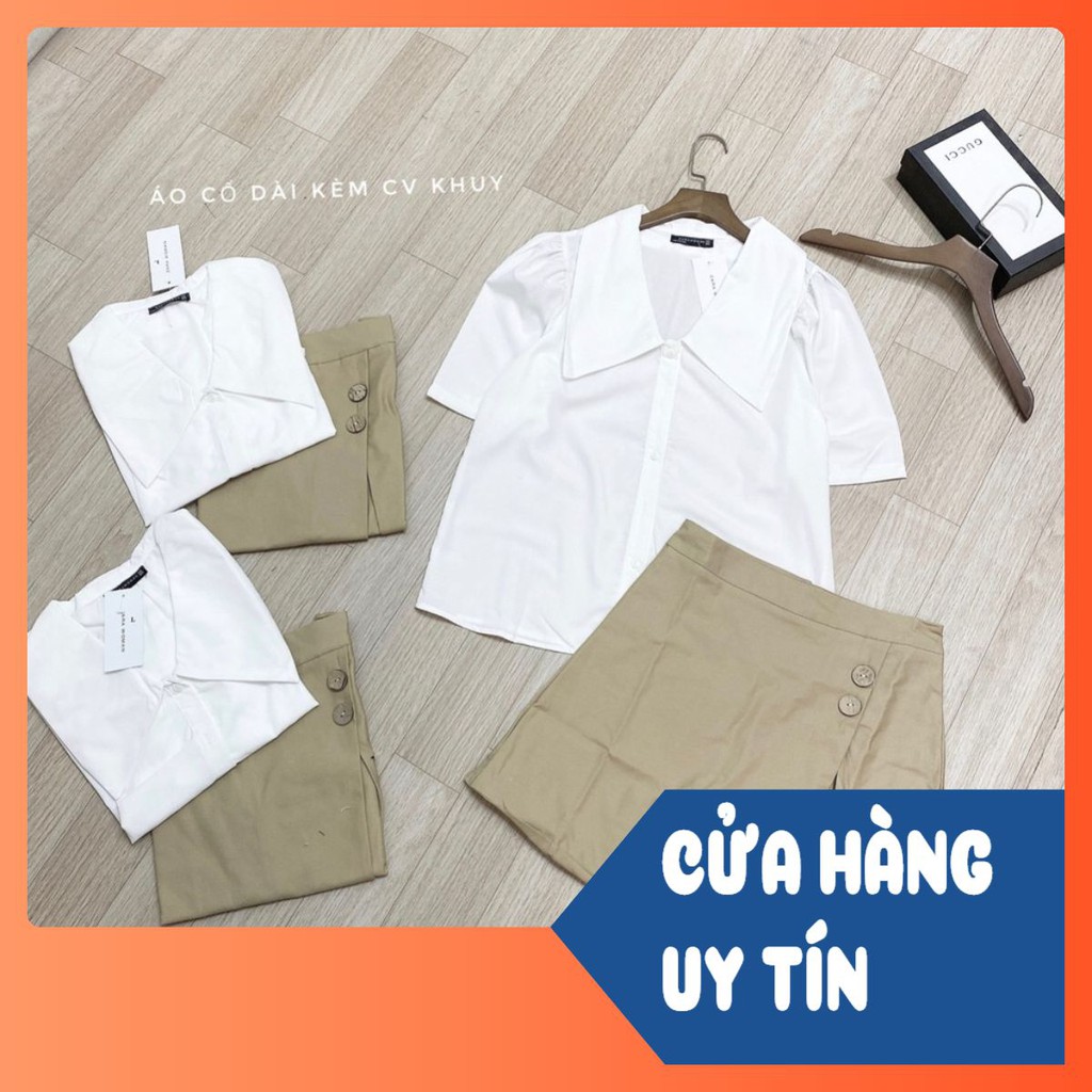 BÁN SỈ SET ÁO CỔ DÀI+CHÂN KAKI 2 KHUY