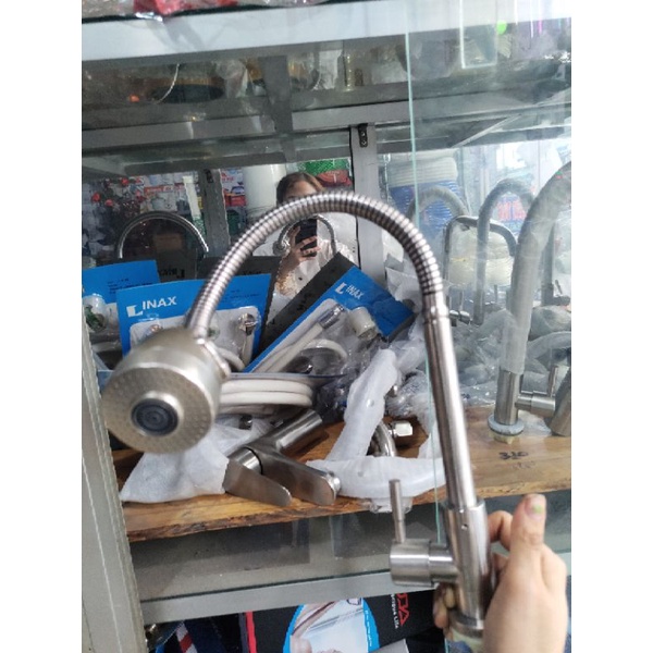 Vòi chén bẻ inox 304,vòi chén cần lò xo