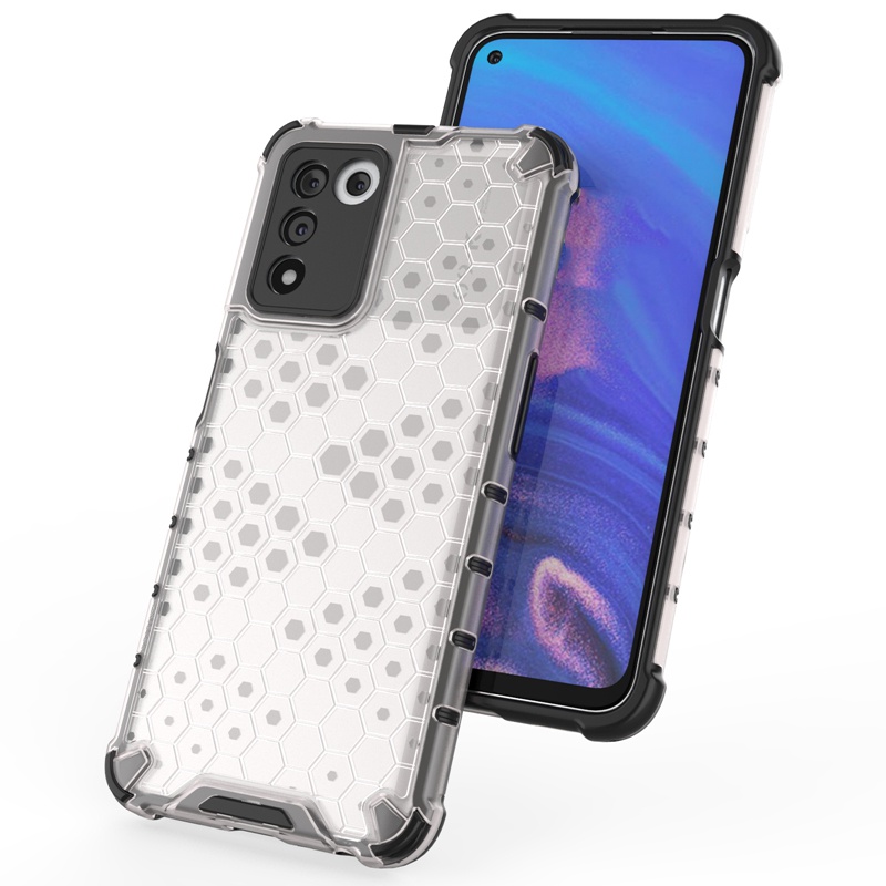 Ốp điện thoại TPU PC Hybrid trong suốt họa tiết tổ ong chống sốc cho Realme Q3S