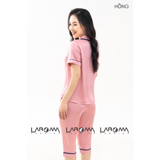 Bộ pijama nữ Laroma trơn lửng, mặc ở nhà chất lụa cao cấp