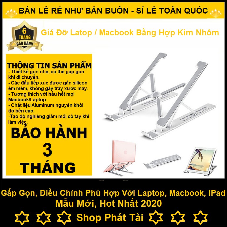 Đế tản nhiệt cho Laptop, Macbook - Giá đỡ, kệ đỡ, phụ kiện cao cấp cho Macbook, Laptop bằng hợp kim nhôm thông minh