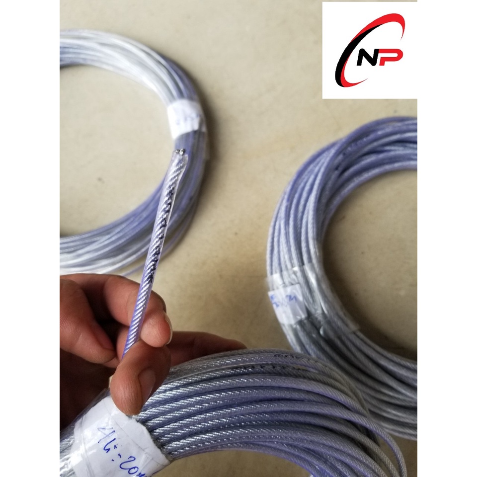 Cáp thép bọc nhựa 3mm làm dây phơi quần áo,trang trí nhà cửa...Size 10 mét 20 mét 30 mét 40 mét 50 mét